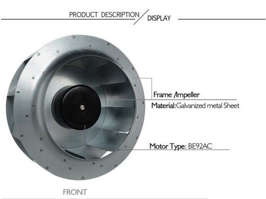 EC Backward Curved Centrifugal Fan With Fresh Air Ventilation System 250mm